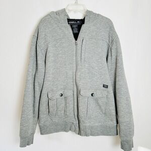ONeill Mens Y2K Thick Sherpa Lined Full Zip Hoodie XL Gray Skater Preppy Surf